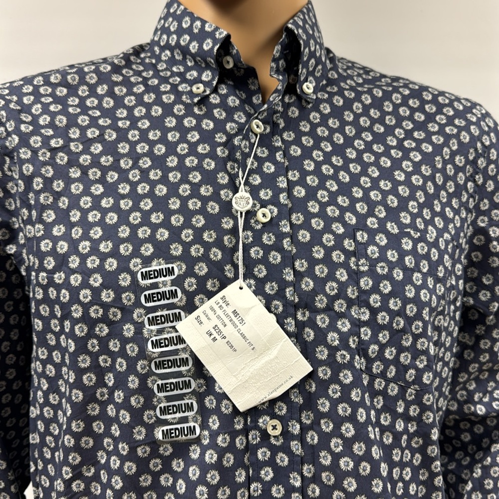 Alan Paine Fleetwood Classic Button-Up Floral Shirt Size Medium - Picture 2 of 12